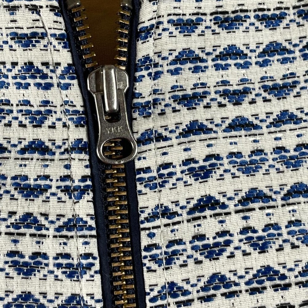 J.Crew Factory Blue White Moto Jacket S - Picture 6 of 9